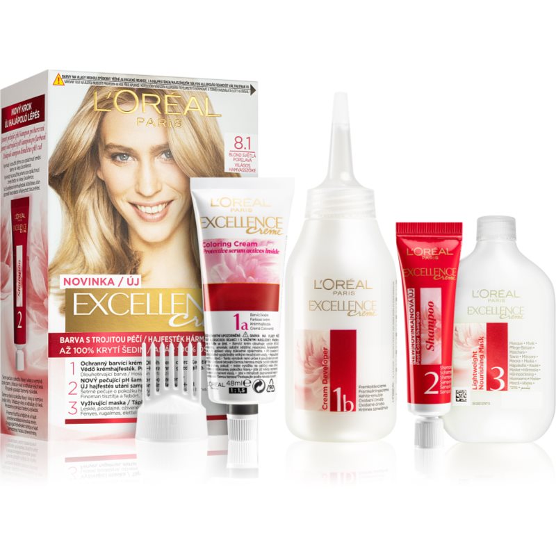 L’Oréal Paris Excellence Creme hajfesték árnyalat 8.1 Ash Blonde 1 db-Eredeti