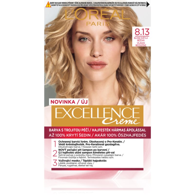 L’Oréal Paris Excellence Creme hajfesték árnyalat 8.13 Blond Clair Beige 1 db-Ár