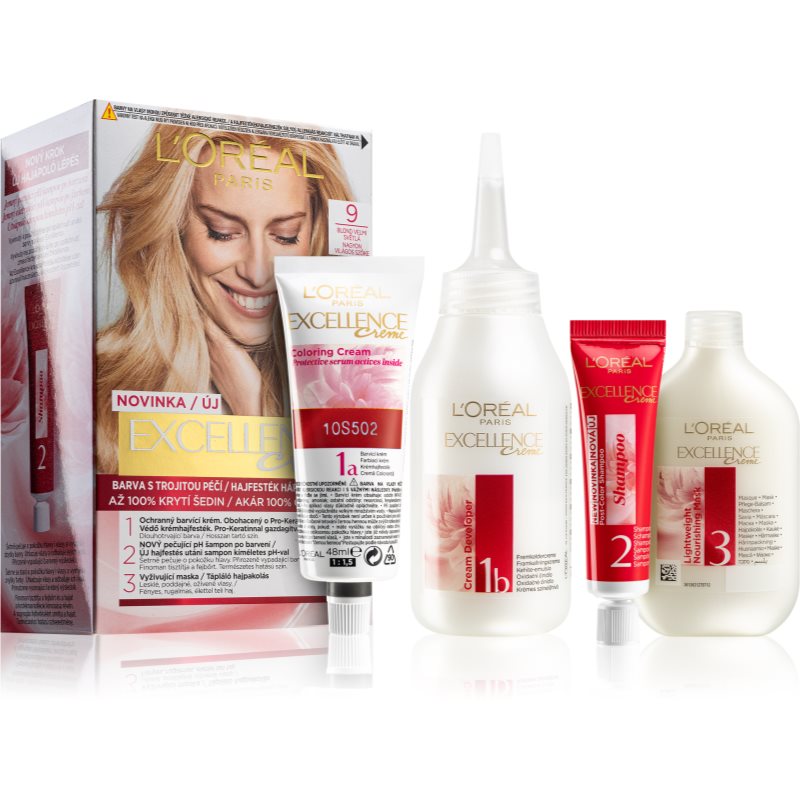 L’Oréal Paris Excellence Creme hajfesték árnyalat 9 Light Natural Blonde 1 db-Eredeti