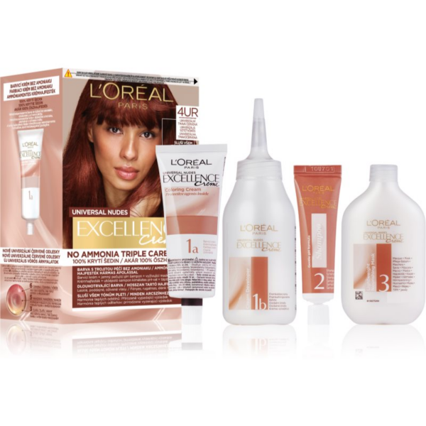 L’Oréal Paris Excellence Universal Nudes tartós hajfesték árnyalat 4UR Universal Dark Red 1 db-Ár
