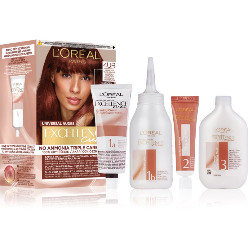 L’Oréal Paris Excellence Universal Nudes tartós hajfesték árnyalat 4UR Universal Dark Red 1 db-Ár