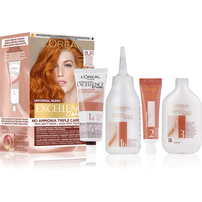 L’Oréal Paris Excellence Universal Nudes tartós hajfesték árnyalat 8UR Universal Copper Light 1 db-Ár