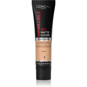 L’Oréal Paris Infallible 32H Matte Cover tartós matt alapozó SPF 25 árnyalat 145 (Warm Undertone) 30 ml