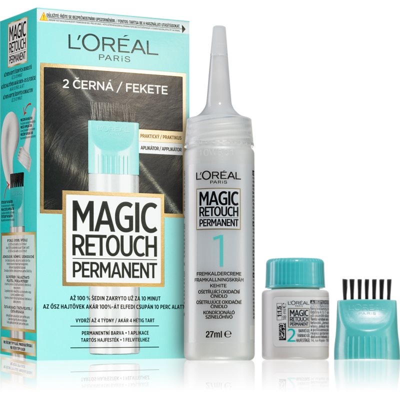 L’Oréal Paris Magic Retouch Permanent tonizáló festék a lenőtt hajra applikátorral árnyalat 2 BLACK 1 db-Ár