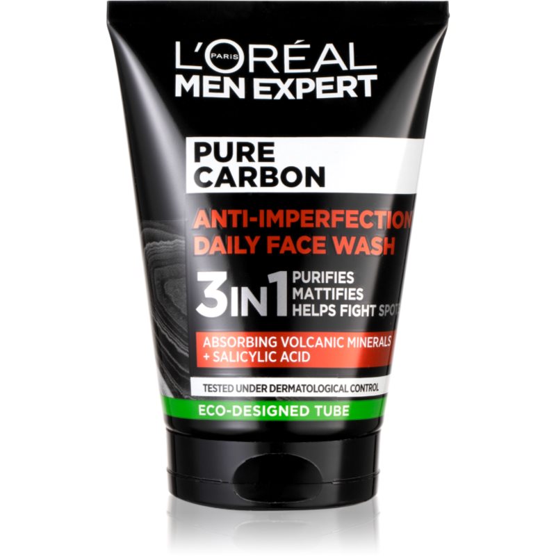 L’Oréal Paris Men Expert Pure Carbon tisztító gél 3 in 1 a bőr tökéletlenségei ellen 100-Ár