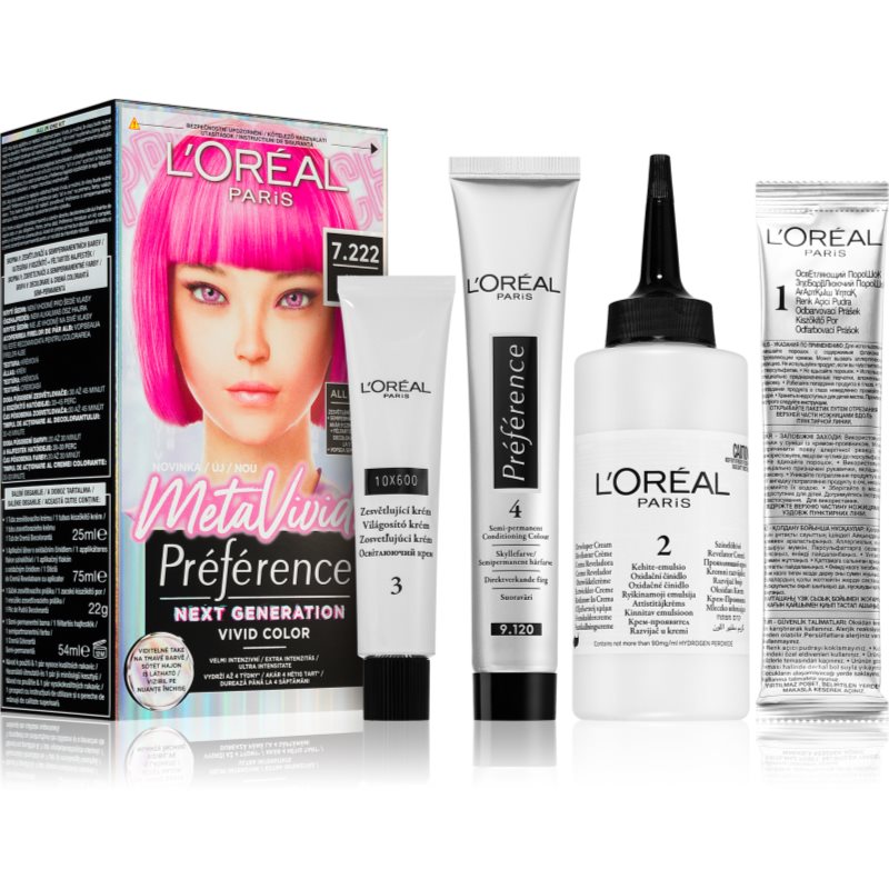 L’Oréal Paris Préférence Meta Vivids féltartós hajfesték árnyalat 7.222 Meta Pink 1 db-Ár