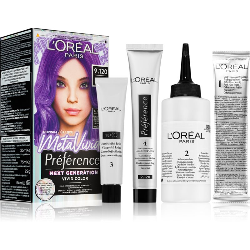 L’Oréal Paris Préférence Meta Vivids féltartós hajfesték árnyalat 9.120 Meta Lilac 1 db-Ár