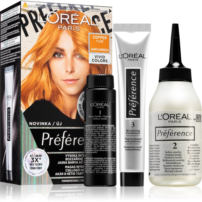 L’Oréal Paris Préférence Vivids hajfesték árnyalat 7.432 copper 1 db-Ár