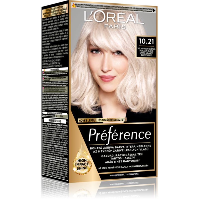 L’Oréal Paris Préférence hajfesték árnyalat 10.21 Super Light Pearl Blonde-Eredeti