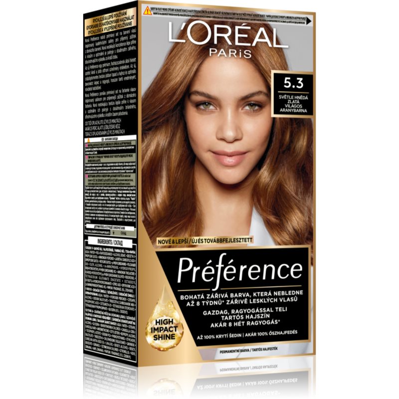 L’Oréal Paris Préférence hajfesték árnyalat 5.3 Ligth Golden Brown 1 db-Eredeti