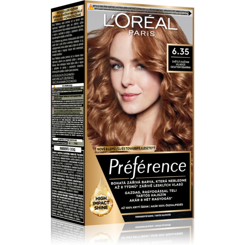 L’Oréal Paris Préférence hajfesték árnyalat 6.35 Light Amber 1 db-Eredeti