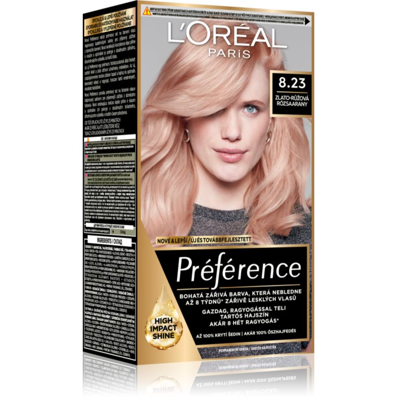 L’Oréal Paris Préférence hajfesték árnyalat 8.23 Medium Rose Gold 1 db-Eredeti