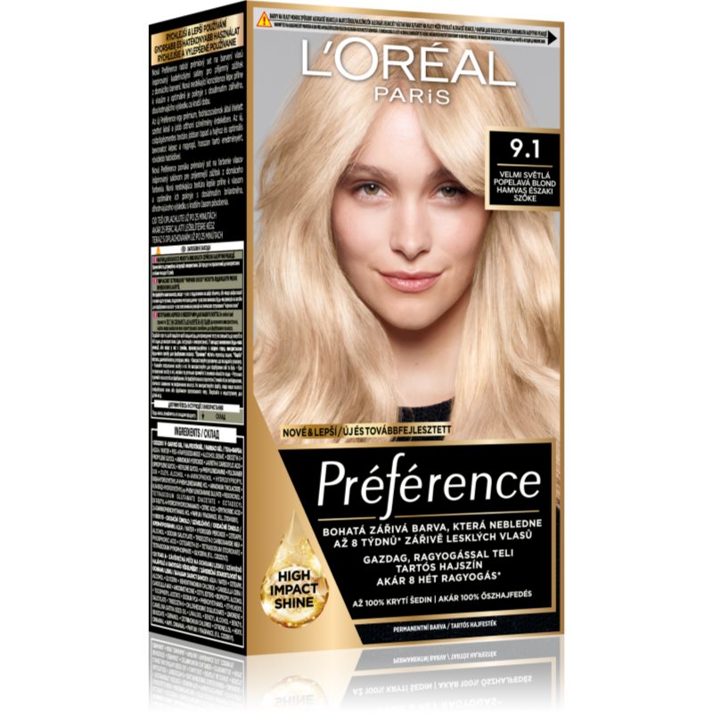 L’Oréal Paris Préférence hajfesték árnyalat 9.1 Viking Light Ash Blonde-Eredeti