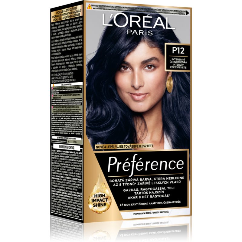 L’Oréal Paris Préférence hajfesték árnyalat P12 Intense Cool Black 1 db-Eredeti