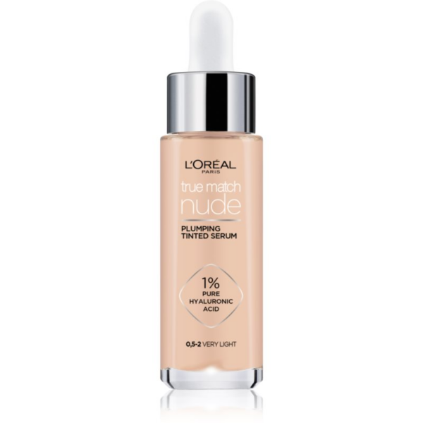 L’Oréal Paris True Match Nude Plumping Tinted Serum szérum egységesíti a bőrszín tónusait árnyalat 0.5-2 Very Light 30 ml-Ár