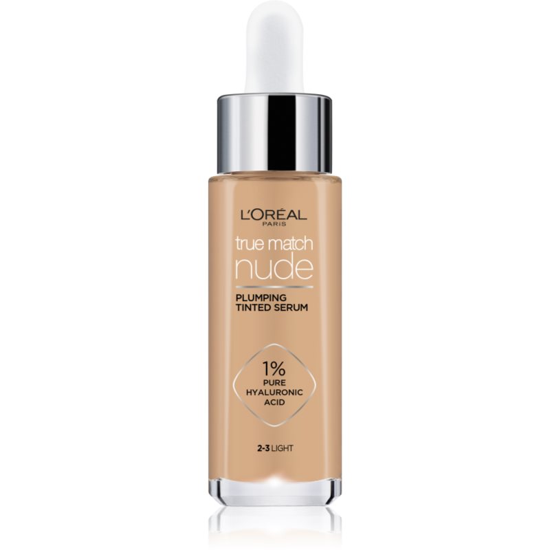 L’Oréal Paris True Match Nude Plumping Tinted Serum szérum egységesíti a bőrszín tónusait árnyalat 2-3 Light 30 ml-Ár