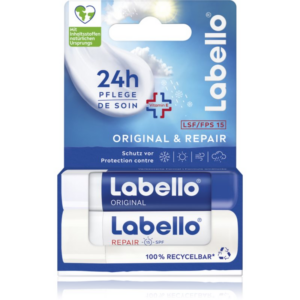 Labello Original & Repair bőrmegújító hidratáló ajakbalzsam 2x4.8 g-ár