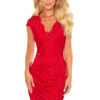 Lace dress with short sleeves and neckline Numoco
