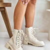 Lacquered ankle boots Workery with zip insulated beige Ravanthia