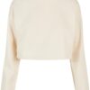 Ladies Cropped Oversized Sweat High Neck Crew whitesand