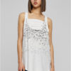 Ladies Long Leo Print Loose Tank wht/blk