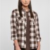 Ladies Turnup Checked Flanell Shirt Pink/Brown
