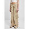 Ladies Wide Crinkle Nylon Cargo Pants Concrete