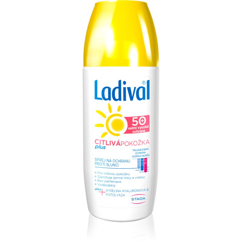 Ladival Sensitive Plus transzparens napozó spray a bőr öregedése ellen érzékeny bőrre SPF 50+ 150 ml-Ár