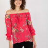 Lady's blouse with flowers - coral