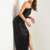 Lafaba Women's Black One-Shoulder Slit Long Evening Dress