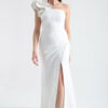 Lafaba Women's White One-Shoulder Slit Long Evening Dress