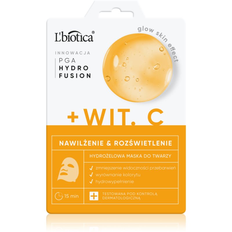 L’biotica PGA Hydro Fusion + Vitamin C intenzív hidrogélmaszk az élénk bőrért 1 db-ár