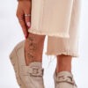 Leather Wedge Moccasins Beige Felicity