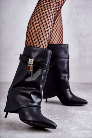Leather high-heeled boots black Steffi