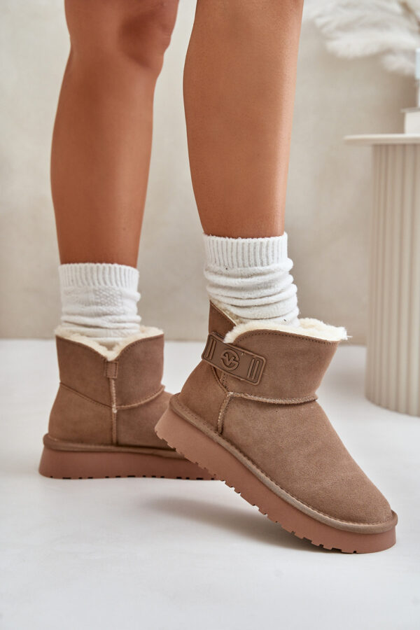 Leather suede snow boots with fur Vinceza beige