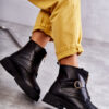 Leather warm boots with zipper black Verina