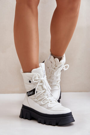 Lee Cooper LCJ-24-47-3142 Women's Zip Snow Boots White