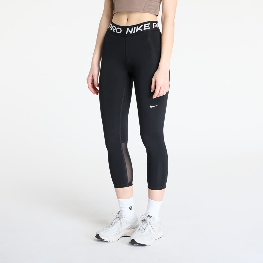 Leggings Nike Pro Women's Mid-Rise Crop Mesh-Panel Leggings Black/ White XS-alacsony-ár