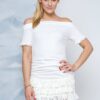 Lemonada dress decorated with carmen neckline and lace ecru frills