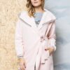 Lemonade coat decorated with white and black trimming pink