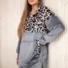 Leopard print velvet dress grey