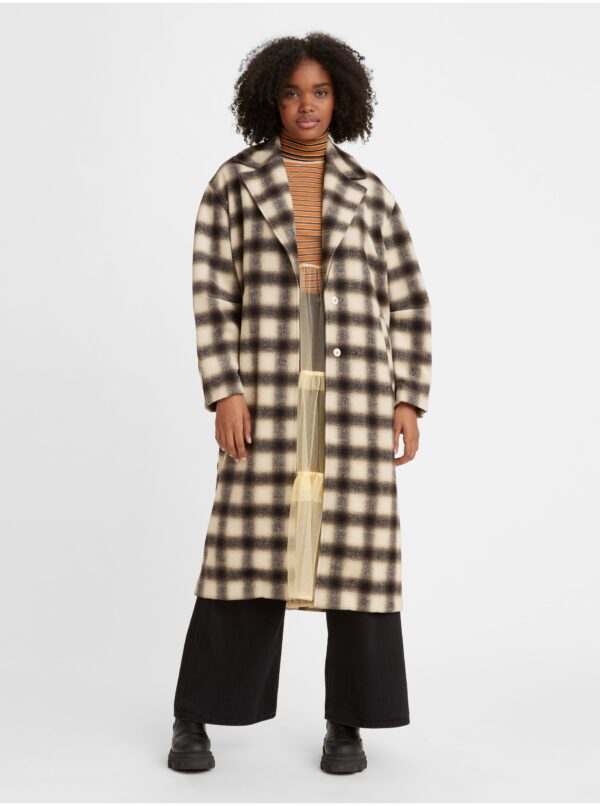 Levi's Black-beige women's checkered coat with wool blend Levi's® Agnes - Women's