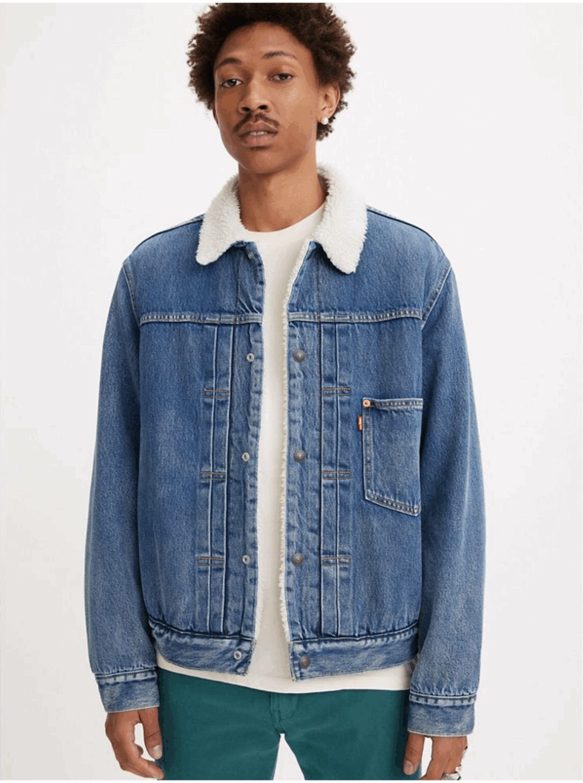 Levi's Blue Men's Denim Jacket Levi's® Type 1 Sherpa Trucker Fall Bre - Men's