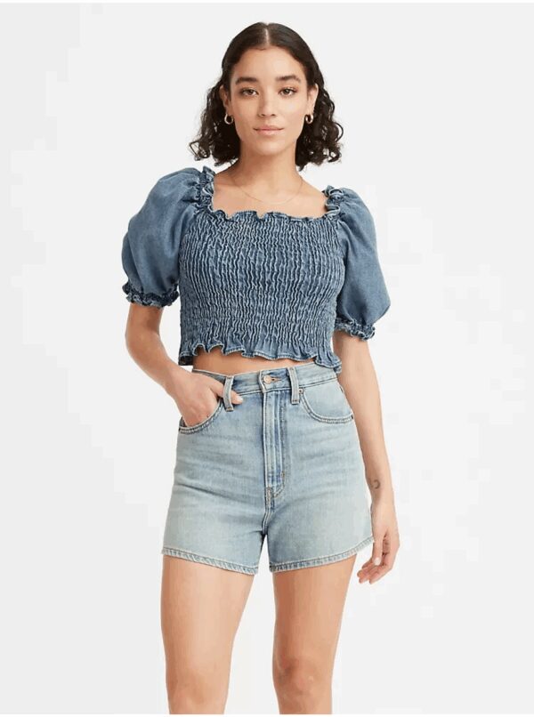 Levi's Blue women's cropped blouse with balloon sleeves Levi's - Women's®