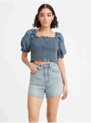 Levi's Blue women's cropped blouse with balloon sleeves Levi's - Women's®