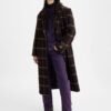 Levi's Dark brown women's checkered coat with wool blend Levi's® Off Campus - Women's
