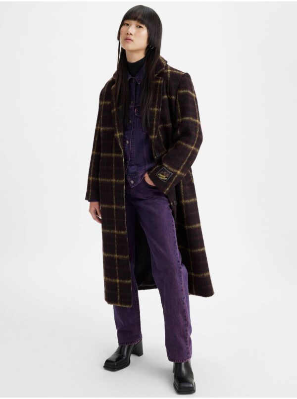 Levi's Dark brown women's checkered coat with wool blend Levi's® Off Campus - Women's
