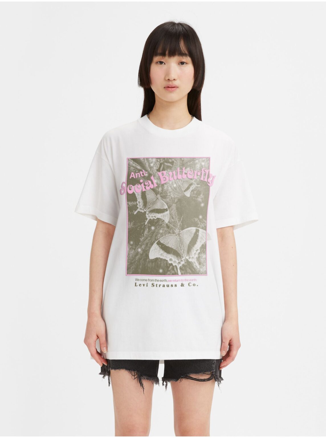 Levi's White women's oversize t-shirt Levi's® Antisocial - Women's