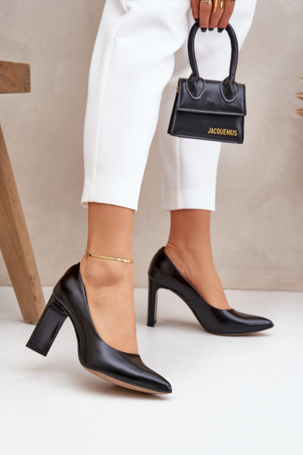 Lewski Shoes Elegáns Magassarkú Cipő Természetes Bőrből Fekete Lewski