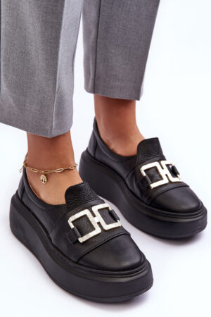 Lewski Shoes Női bőr platformcipő Black Lewski
